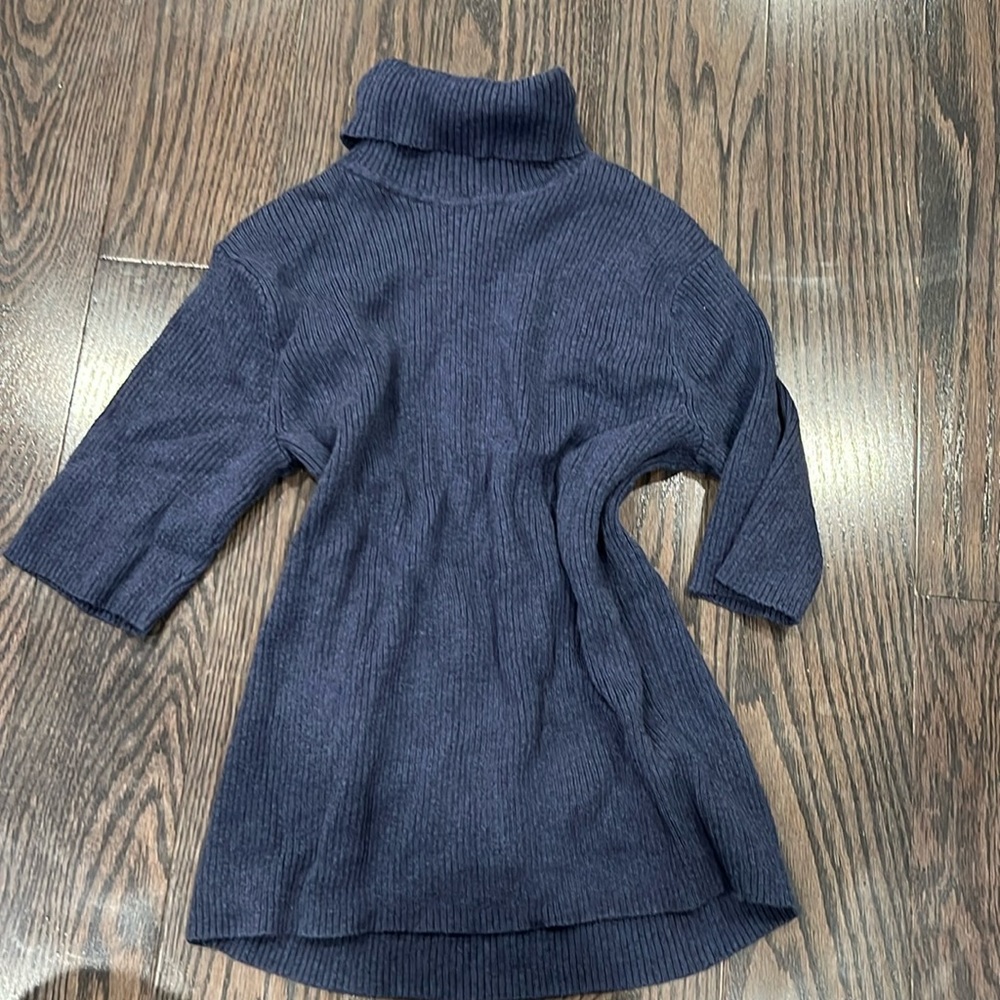 turtleneck, dark blue knitted sweater, thick.